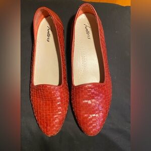 Trotters Red Woven Leather Loafers 13 Medium